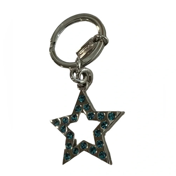 COACH Y2K Vintage Blue Pave Swarovski Crystal Star Keychain Purse Charm NEW NWOT - Picture 3 of 4
